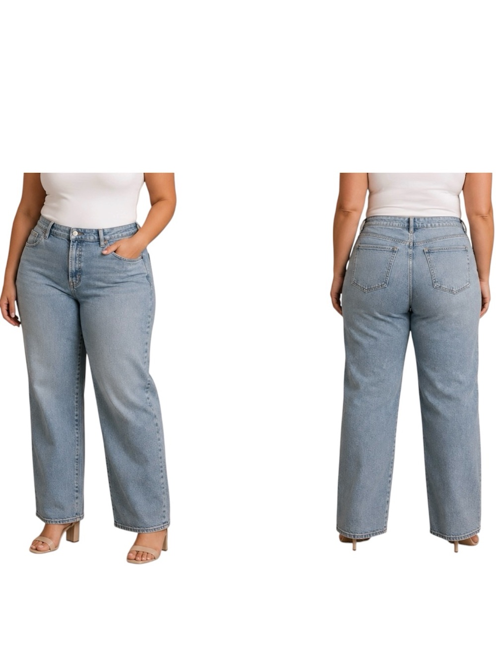 Old Navy Jeans 16 High Rise OG Loose Secret-Smooth Pockets Light Blue Wash